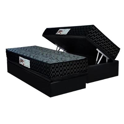 Cama Box Baú Solteiro Crc Suede Black Prime Gold D65 Preto Colchão Paropas
