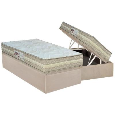 Cama Box Baú Solteiro Ortopédico Master Euro Pillow Espuma Bege Colchão Paropas