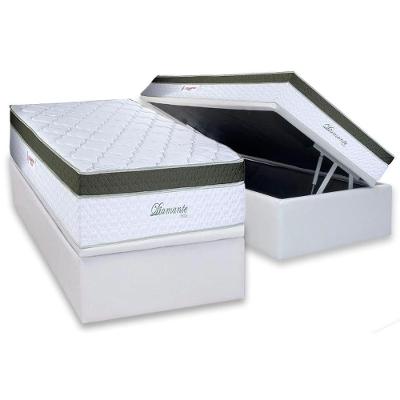Cama Box com Baú Solteiro Crc Diamante Molas Ensacadas Euro Pillow Branco Paropas