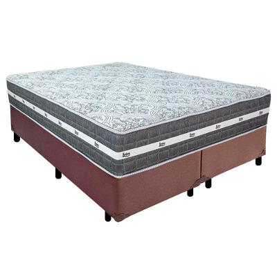 Cama Box Casal Bipartido Sintético + Colchão Anjos Black Graphite Molas Ensacadas 138cm Suporta Até 120 Kg Por Pessoa Co