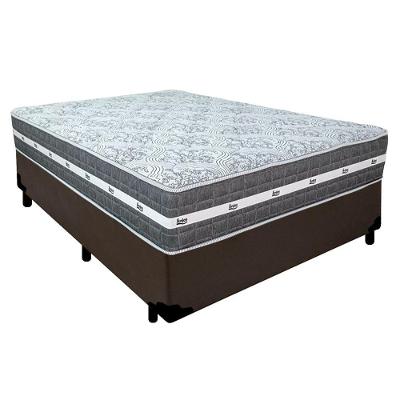 Cama Box Casal Sintético + Colchão Anjos Black Graphite Molas Ensacadas 138cm Suporta Até 120 Kg Por Pessoa Cor:marrom