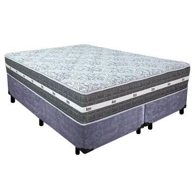 Cama Box Casal Bipartido Suede + Colchão Anjos Black Graphite Molas Ensacadas 138cm Suporta Até 120 Kg Por Pessoa Cor:ci