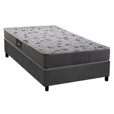Cama Box Solteiro com Colchão Ortopédico D28 Ag65 Black e Base Suede Gray Herval