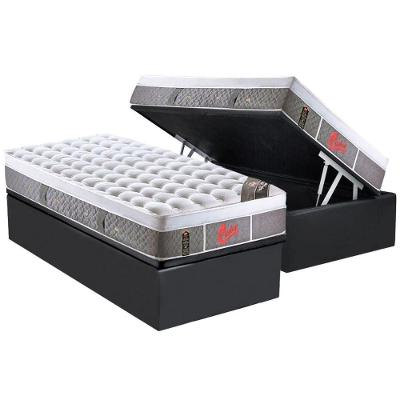 Cama Box Baú Solteiro Crc com Colchão Lightplush Molas Pocket Suede Cinza Colchões Castor