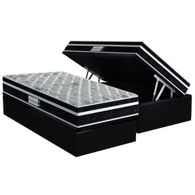 Cama Box Baú Solteiro Crc Suede Preto com Colchão Ortopédico D45 88x188 Probel