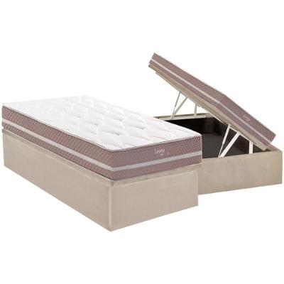 Cama Box com Baú Solteiro Molas Maxspring Livorno Pillow Top Bege Herval