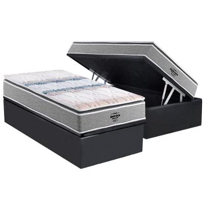 Cama Box com Baú Solteiro Crc Suede Cinza + Colchão D33 Ortopédico Extreme Probel