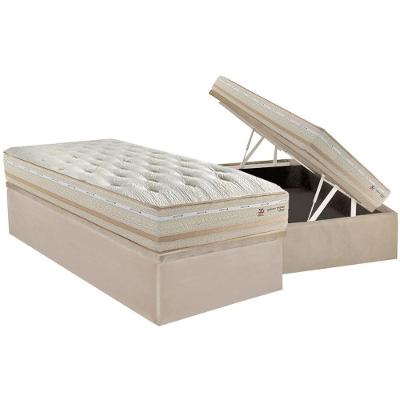 Cama Box com Baú Solteiro Cama Box Baú CRC + Colchão Maxspring C1626 Euro Pillow Suede Bege Herval