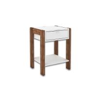 Mesa de Cabeceira Solteiro AZ1016 c/ 1 Gaveta Branco/Nogal - Tecno Mobili - 1