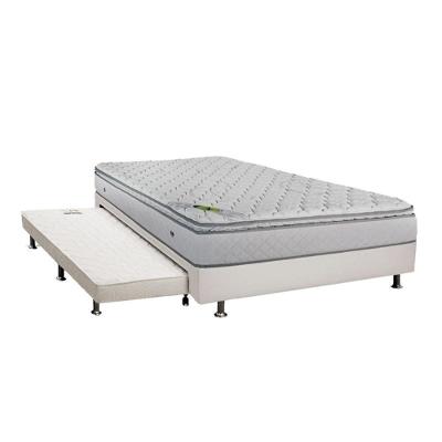 Cama Box com Colchão Casal Cama Box C-Aux CRC + Colchão Molas Ensacadas Branco Luckspuma