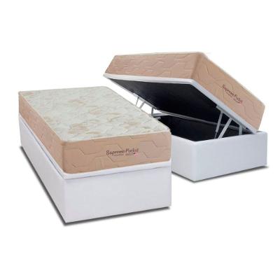 Cama Box Baú Solteiro Crc + Colchão Molas Ensacadas Supreme Branco a Costa Rica