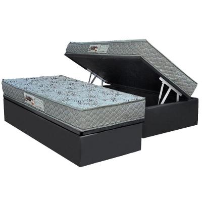 Cama Box Baú Solteiro Crc Suede Cinza com Colchão Ortopédico D65 Fanton Gray Colchão Paropas
