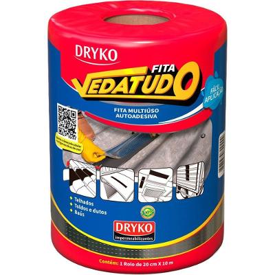 Fita Adesiva Impermeável Vedatudo Alumínio 20cm X 10m para Telhados e Rufos Dryko