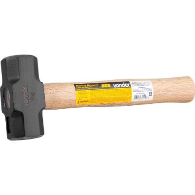 Marreta Oitavada 1kg com Cabo de Madeira em Aço Carbono SAE 1020 para Construção Civil Vonder