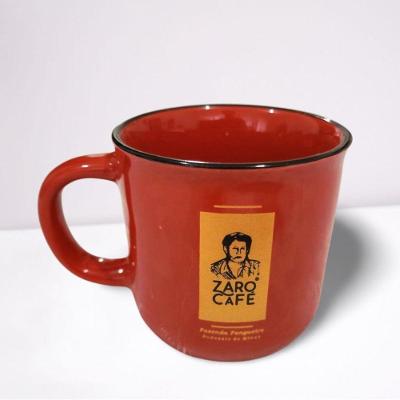 Caneca Zaro Café Vermelha com Borda Preta 200ML em Porcelana Vermelho