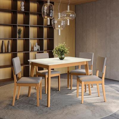 Conjunto Sala De Jantar Nara Kappesberg Em Madeira Maciça Com 4 Cadeiras