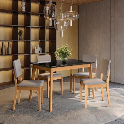 Conjunto Sala De Jantar Nara Kappesberg Em Madeira Maciça Com 4 Cadeiras