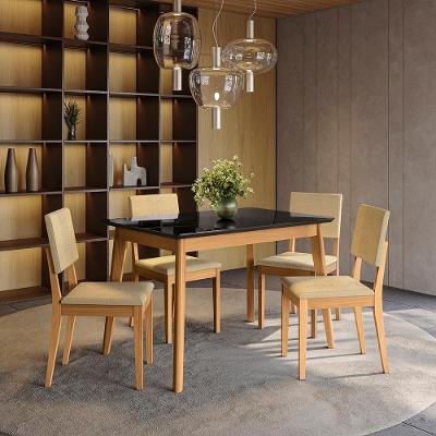 Conjunto Sala De Jantar Nara Kappesberg Em Madeira Maciça Com 4 Cadeiras