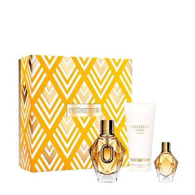Kit Rabanne Million Gold For Her Feminino - Eau De Parfum 90ml + 5ml + Body Lotion 100ml