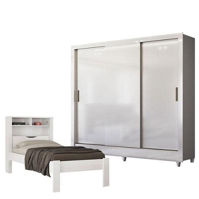 Cama Solteiro Invicta Com Guarda Roupa Italia Brando Brilho - Santos Andirá