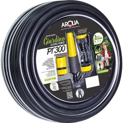 Mangueira Giardino Extra Forte Pt 300 1/2 X 2,7 Mm X 15 M Pvc Com Poliéster Preta Com Esguicho E