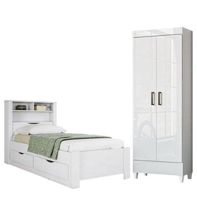 Cama Solteiro Invicta Com Multiuso Fit Branco Brilho - Santos Andirá