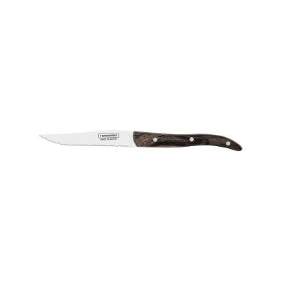Faca Para Churrasco Tramontina 4 Polegadas Aço Inox Cabo Madeira Tratada Fio Microserrilhado