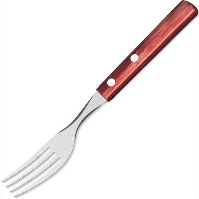 Garfo de Mesa Polywood 21102-470 Aço Inox com Cabo em Madeira Vermelho Tramontina