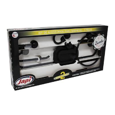 Kit de Acessórios para Banheiro Samba JKSK 5 Peças Funcional Preto Japi