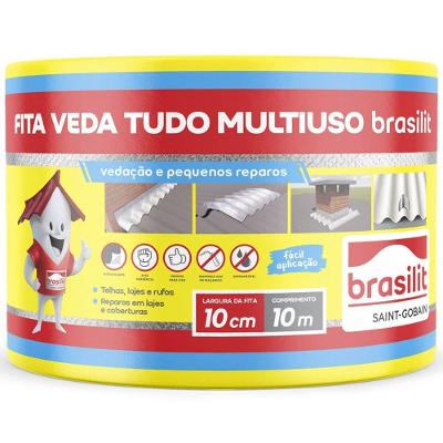Fita Veda Tudo Autoadesiva Aluminizada Fita Veda Tudo 10 Metros X 10cm 0802.00089.0010pc Brasilit
