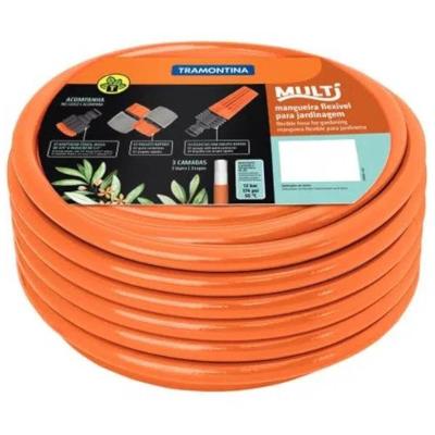 Mangueira para Jardim 79212101 Multi 10 Metros com Esguicho e Engates Rápidos Laranja Tramontina