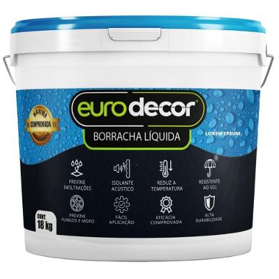 Impermeabilizante Borracha Líquida 18kg 03.01.01.0051 Proteção Telhados e Paredes Prata Eurodecor