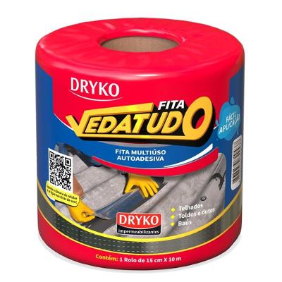 Fita de Manta Asfáltica Autoadesiva Aluminizada Drykofita FVD15 Alumínio 15cm X 10m Dryko
