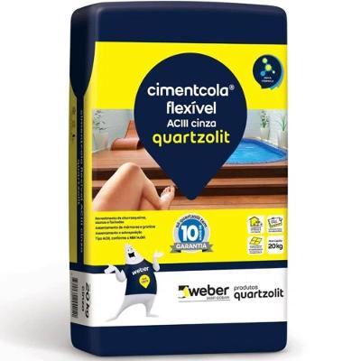 Argamassa Cimentcola Flexível Ac3 20kg 0069.00001.0020PL Cinza Uso Interno e Externo Quartzolit