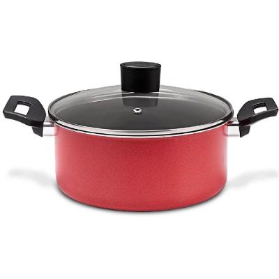 Caçarola Garlic Alumínio Antiaderrente 2,5L Vermelho com Tampa de Vidro Brinox