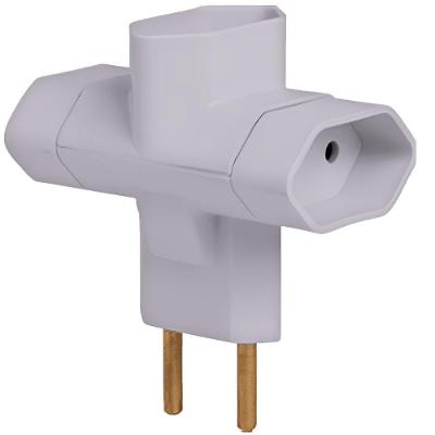 Pino Bipolar 3 Saídas Tipo T 1213 2P 10A 250V Cinza Ilumi Materiais Elétricos