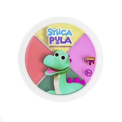 Massinha Infantil Estica e Pula 20g Dinossauro 3825 Elástica Atóxica Gelelé