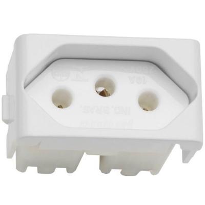 Módulo Tomada 2P+T 10A 250V Lunare PRM4721 Branco Termoplástico Steck
