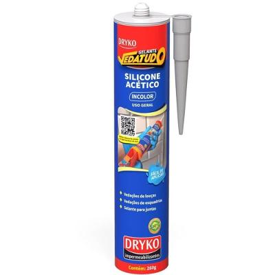 Silicone Acético Selante Vedatudo Incolor para Vedação Interna e Externa Dryko