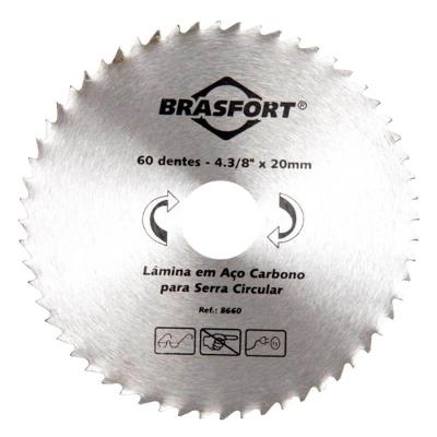 Lâmina para Serra Circular 4.3-8 X 20mm 60 Dentes 8660 em Aço Carbono Brasfort