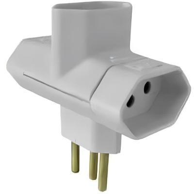 Pino Bipolar 3 Saídas Tipo T 2P+T 10A 250V 12250 Cinza para Instalação Ilumi Materiais Elétricos