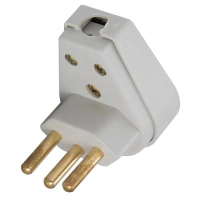 Plugue Angular 2P+T 10A 250V 57401113 em Termoplástico Antichama Cinza Tramontina