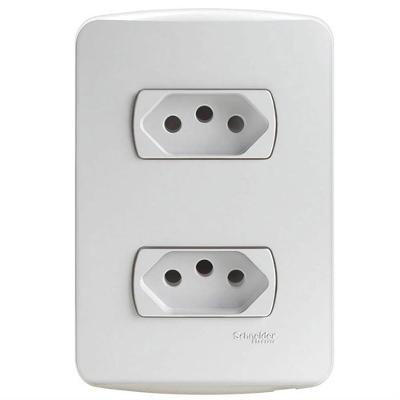 Conjunto 2 Tomadas 2P+T 10A 250V Miluz S3B60440 Branco Steck
