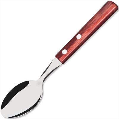Colher de Mesa Polywood 21103470 em Aço Inox e Madeira com Cabo Vermelho Tramontina