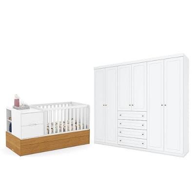 Berço Americano Multifuncional Formare Branco Freijó - Matic E Guarda Roupa Casal Americano 6 Portas Branco Hp - Henn