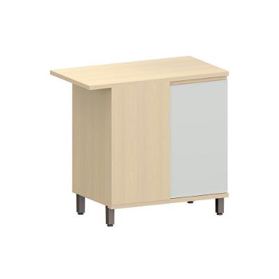 Balcão de Cozinha de Canto Reto Aura 1 Porta Carvalho e Cinza Cristal 95cm Luciane Móveis