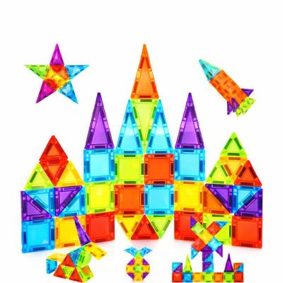 Brinquedo Blocos de Construção Magnético 50 Peças Translúcidas Educativo em Plástico Abs