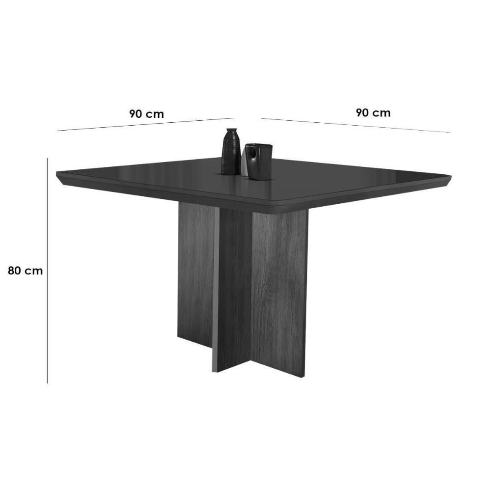 Mesa de Sala Jantar Berlim + Tampo Madeirado Vidro Curvo 90x90cm Off White/Imbuia Ripado-Vidro Off White - Rufato - 2