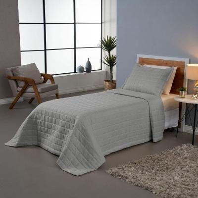 Kit Cobre Leito Matelado Dupla Face Soft Solteiro 2 Peças 100% Poliéster Cinza