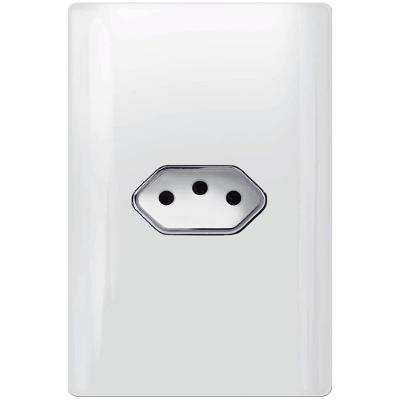 Tomada Universal Horizontal 2P+T 20A Dc 1200-30 Branco com Cromado Ekron